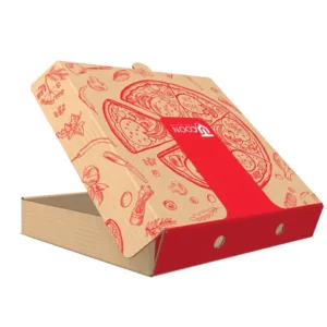 Custom Crooked Pizza Box with Fresh Pizza by First Custom Packaging