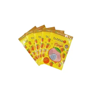 Custom Resealable Mylar Bags with colorful, vibrant design, used for packaging flavored products, designed by First Custom Packaging.