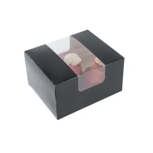 Black Bakery Box with Window by First Custom Packaging