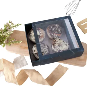 Black Bakery Box with Window by First Custom Packaging