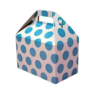 Blue Gable Boxes with floral design, perfect for packaging gifts and retail items, from First Custom Packaging.