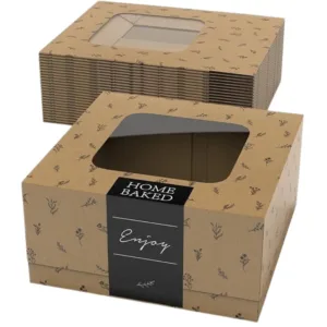 Brown Bakery Boxes with Window by First Custom Packaging