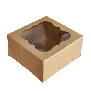 Brown Bakery Box with Window by First Custom Packaging with Cupcakes