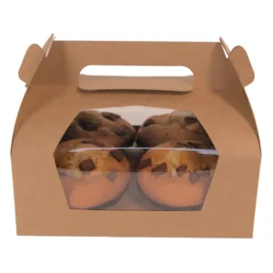 Brown Bakery Box with Window by First Custom Packaging with Cupcakes