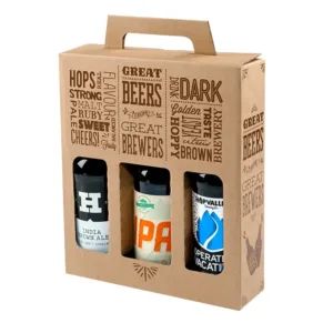 High-quality Custom Bottle Carriers with Display Window manufactured by First Custom Packaging for wine and beverage branding